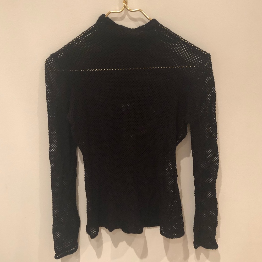 BCBG Mesh Mock Neck Top